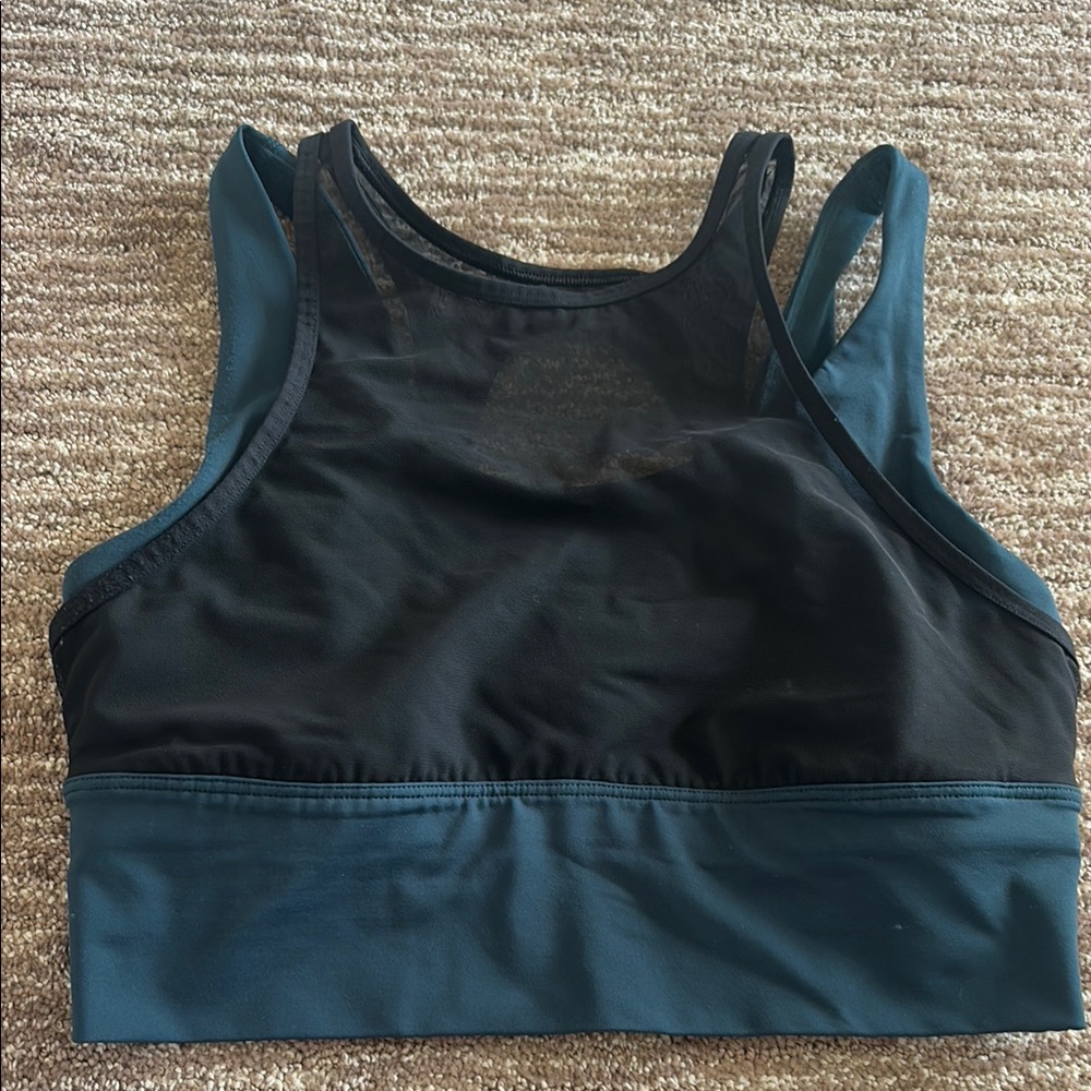 Black and Teal Women's Sports Bra